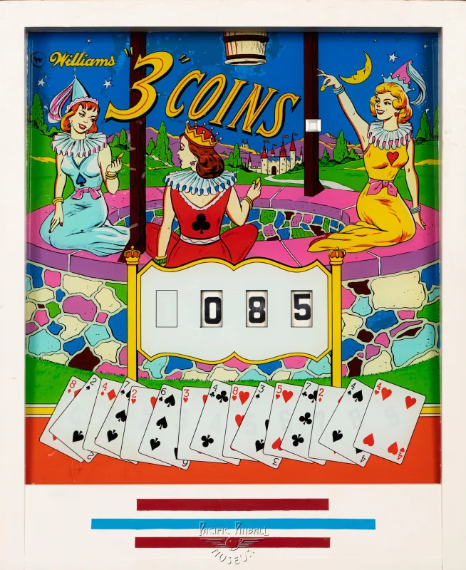 3-coins-840-bg.jpg pinball machine - Preview image showing playfield artwork and design details