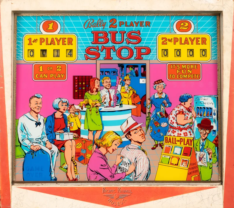 bus-stop-841-bg.jpg pinball machine - Preview image showing playfield artwork and design details
