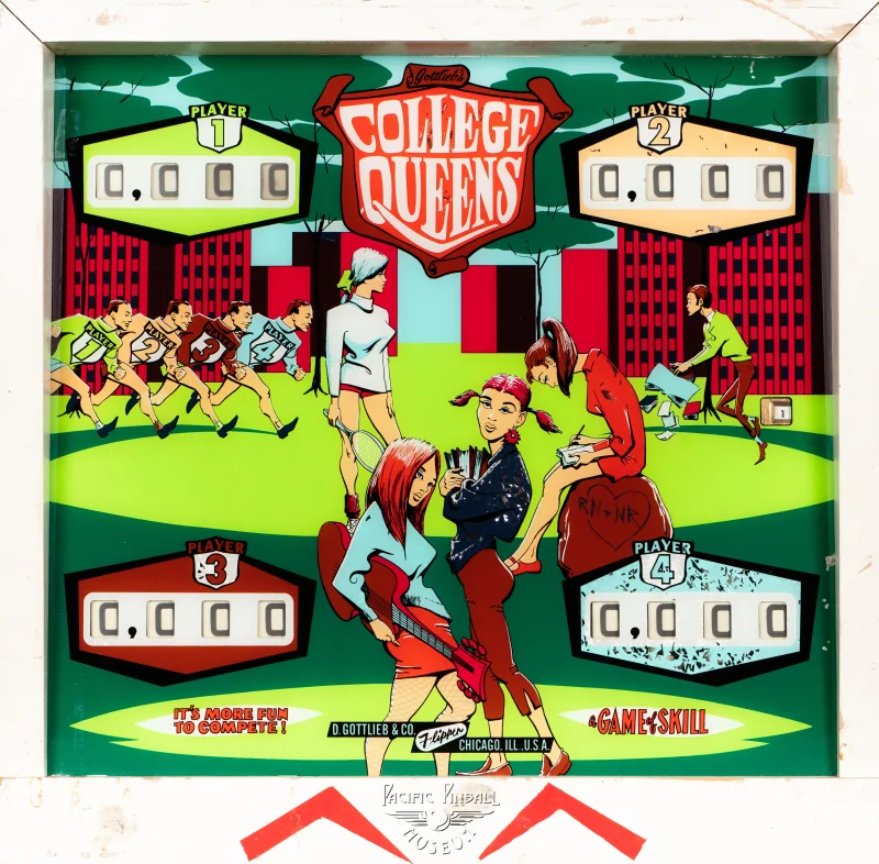 college-queens-1056-bg.jpg pinball machine - Preview image showing playfield artwork and design details