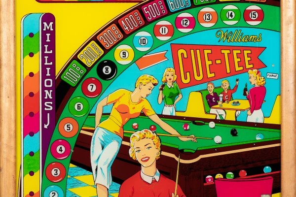 cue-tee-1380-bg.jpg pinball machine - Preview image showing playfield artwork and design details