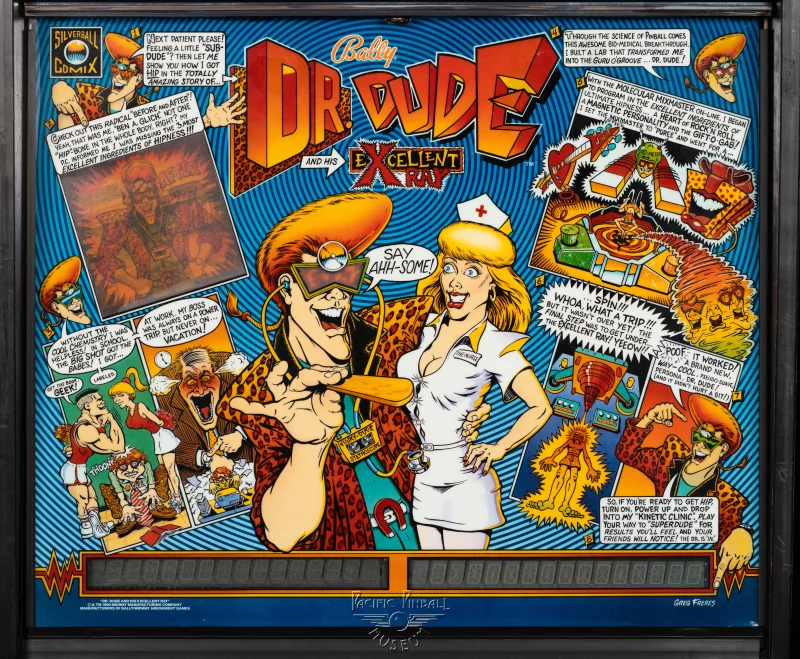 dr-dude-and-his-excellent-ray-514-bg.jpg pinball machine - Preview image showing playfield artwork and design details