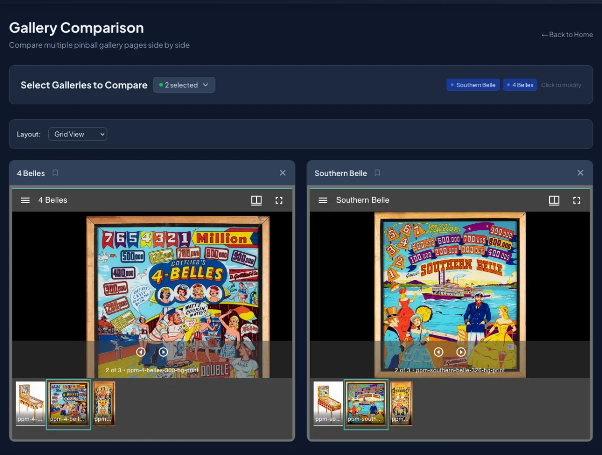 Side-by-side gallery comparison view