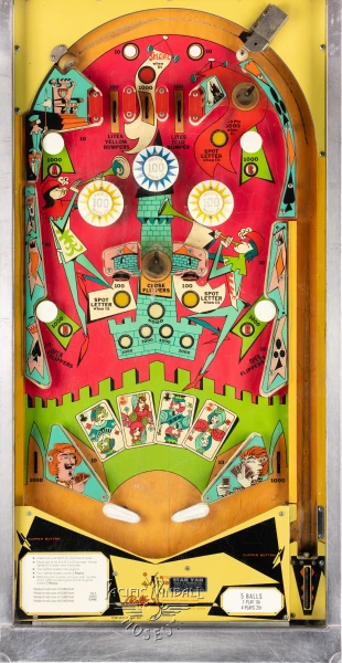 ppm-4-queens-190-pf-print.jpg pinball machine - Preview image showing playfield artwork and design details