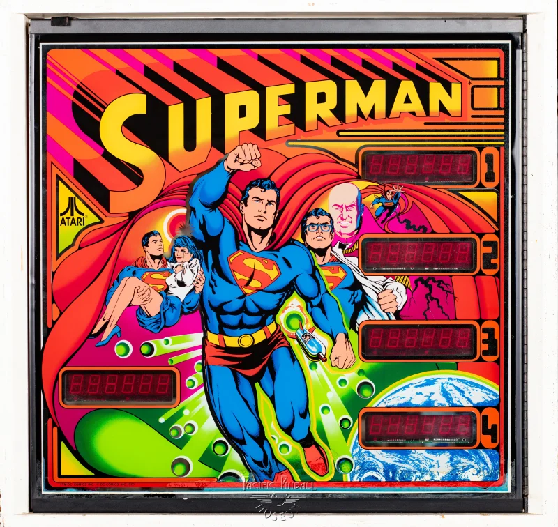 superman-757-bg.jpg pinball machine - Backglass Art  Superman  Atari  1979