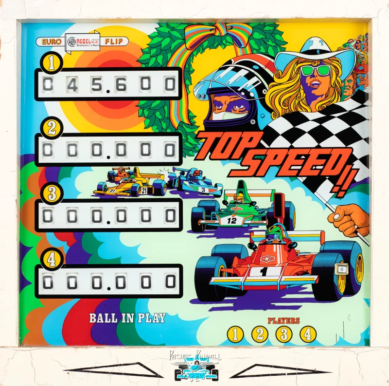 top-speed-801-bg.jpg pinball machine - Preview image showing playfield artwork and design details
